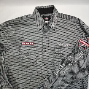 Wrangler Pro Bull Rider Long Sleeve Button-Up Medium Diamond Pattern